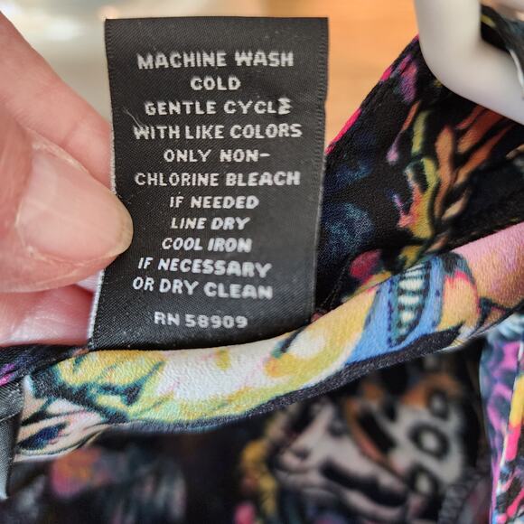 Womens Investments Butterfly Blouse, Sz L Multicolor Button Front Cardigan - Picture 6 of 9